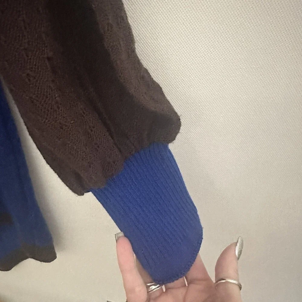 Elhoffer Design Sweater Womens Blue Brown Eagle Everyday Witch Collection  XS/S - Picture 6 of 8